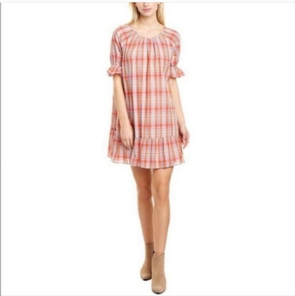 Madewell Popover Plaid Gingham Cotton Cottagecore Mini Dress Size M